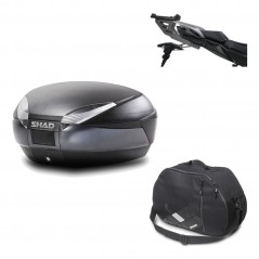 SHAD Baul trasero + herraje montaje bolsa interna SH48 DARK GREY PREMIUM KIT-190460
