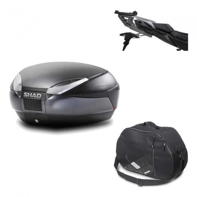 SHAD Baul trasero + herraje montaje bolsa interna SH48 DARK GREY PREMIUM KIT-190460