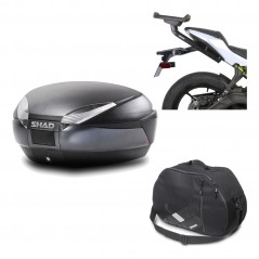SHAD Baul trasero + herraje montaje bolsa interna SH48 DARK GREY PREMIUM KIT-190260