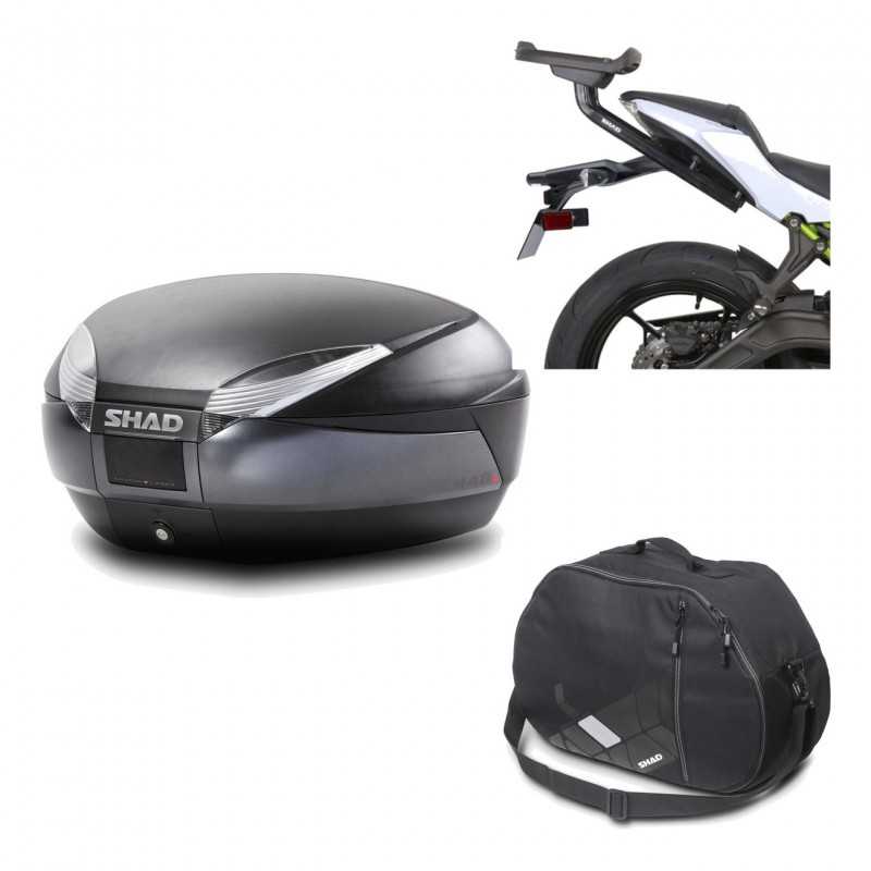 SHAD Baul trasero + herraje montaje bolsa interna SH48 DARK GREY PREMIUM KIT-190260