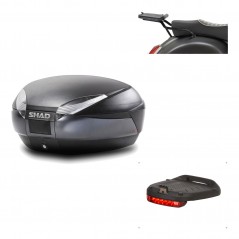 SHAD Baul trasero + herraje montaje luz de freno SH48 DARK GREY PREMIUM KIT-190611