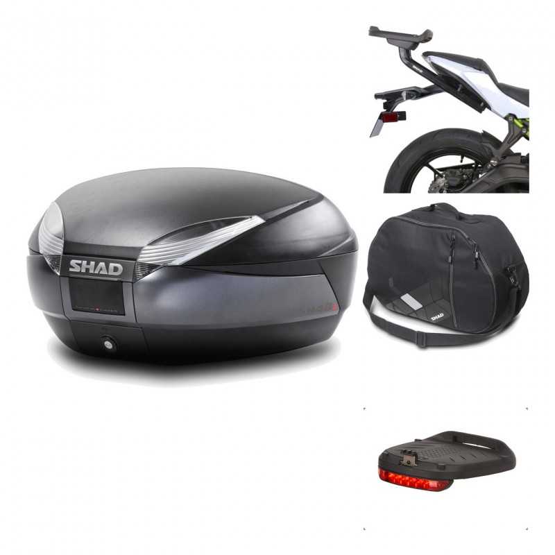 SHAD Baul trasero + herraje montaje accesorios SH48 DARK GREY PREMIUM KIT-190261