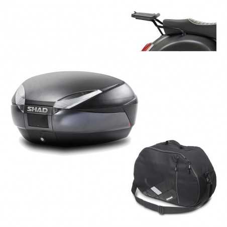 SHAD Baul trasero + herraje montaje bolsa interna SH48 DARK GREY PREMIUM KIT-190612