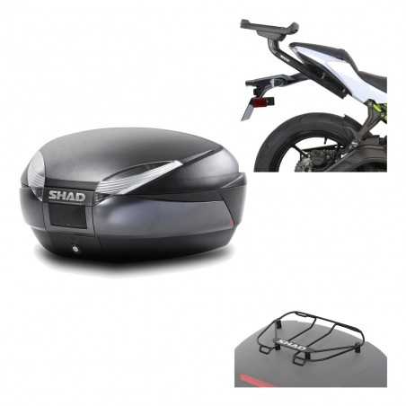 SHAD Baul trasero + herraje montaje parrilla portabultos superior SH48 DARK GREY PREMIUM KIT-190262