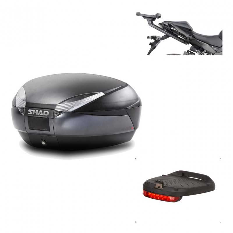 SHAD Baul trasero + herraje montaje luz de freno SH48 DARK GREY PREMIUM KIT-190515