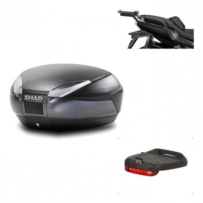 SHAD Baul trasero + herraje montaje luz de freno SH48 DARK GREY PREMIUM KIT-190563