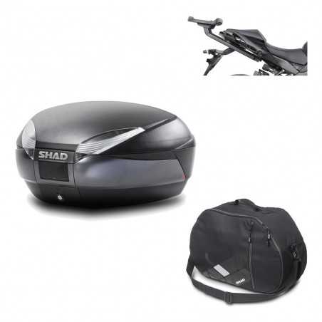 SHAD Baul trasero + herraje montaje bolsa interna SH48 DARK GREY PREMIUM KIT-190516