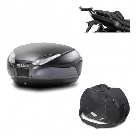 SHAD Baul trasero + herraje montaje bolsa interna SH48 DARK GREY PREMIUM KIT-190564