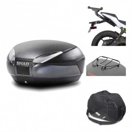 SHAD Baul trasero + herraje montaje accesorios SH48 DARK GREY PREMIUM KIT-190264