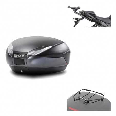SHAD Baul trasero + herraje montaje parrilla portabultos superior SH48 DARK GREY PREMIUM KIT-190518