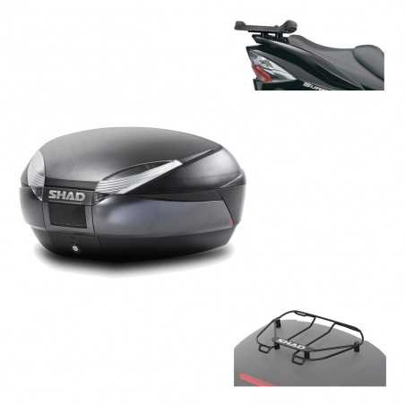 SHAD Baul trasero + herraje montaje parrilla portabultos superior SH48 DARK GREY PREMIUM KIT-190318
