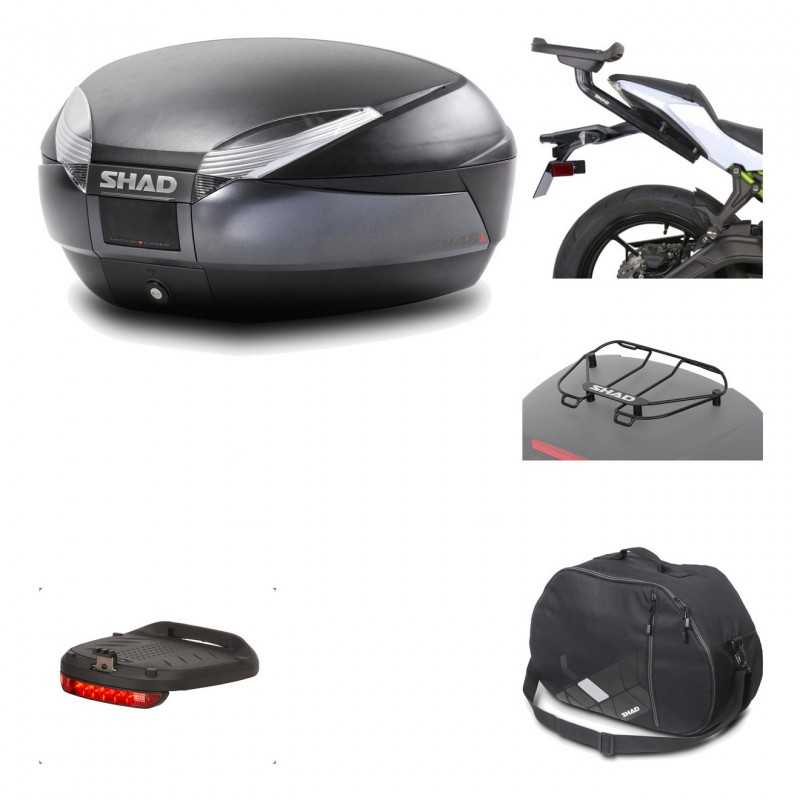 SHAD Baul trasero + herraje montaje accesorios SH48 DARK GREY PREMIUM KIT-190265