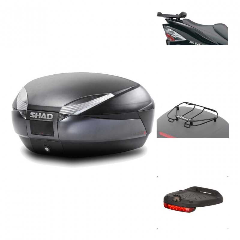 SHAD Baul trasero + herraje montaje accesorios SH48 DARK GREY PREMIUM KIT-190319