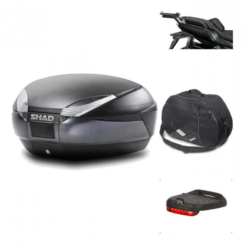 SHAD Baul trasero + herraje montaje accesorios SH48 DARK GREY PREMIUM KIT-190565