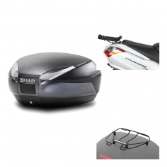 SHAD Baul trasero + herraje montaje parrilla portabultos superior SH48 DARK GREY PREMIUM KIT-190214