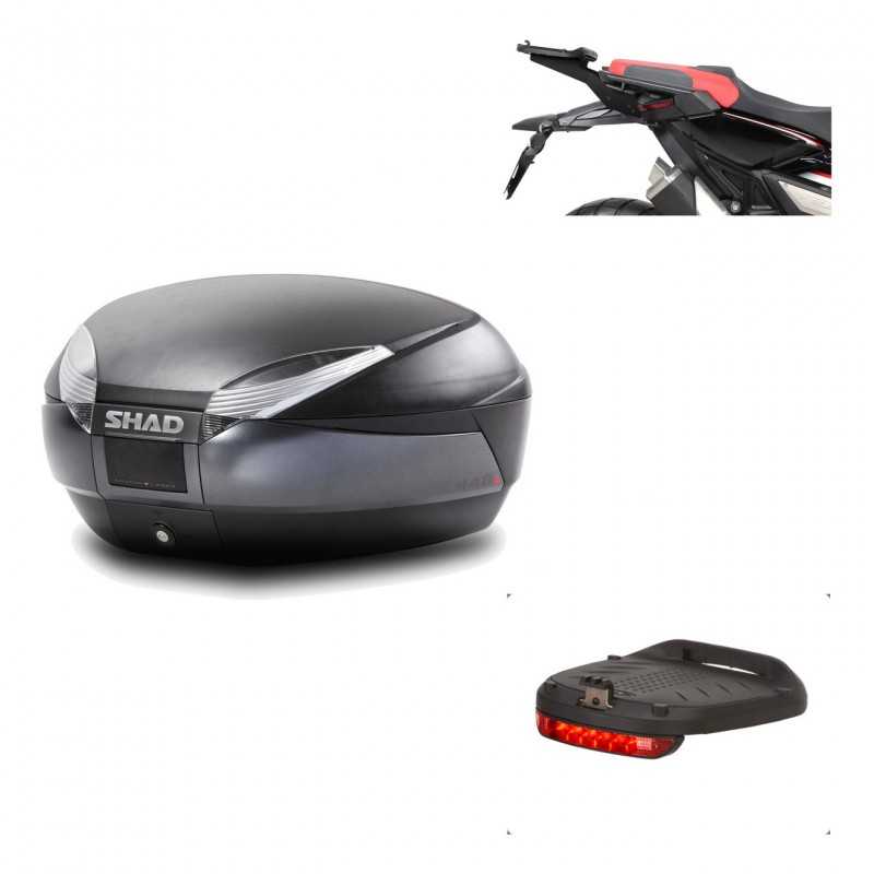 SHAD Baul trasero + herraje montaje luz de freno SH48 DARK GREY PREMIUM KIT-190267