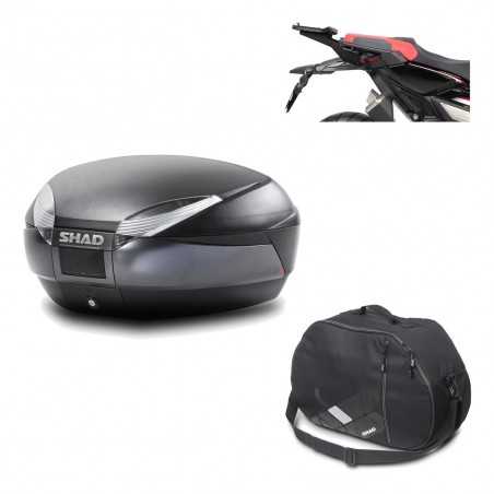 SHAD Baul trasero + herraje montaje bolsa interna SH48 DARK GREY PREMIUM KIT-190268