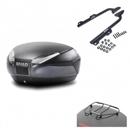SHAD Baul trasero + herraje montaje parrilla portabultos superior SH48 DARK GREY PREMIUM KIT-190166