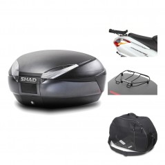 SHAD Baul trasero + herraje montaje accesorios SH48 DARK GREY PREMIUM KIT-190216