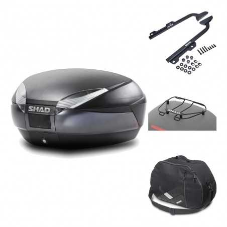 SHAD Baul trasero + herraje montaje accesorios SH48 DARK GREY PREMIUM KIT-190168