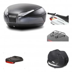 SHAD Baul trasero + herraje montaje accesorios SH48 DARK GREY PREMIUM KIT-190217