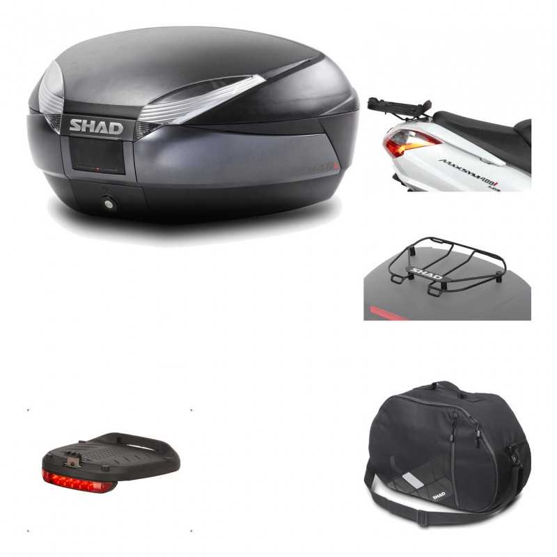 SHAD Baul trasero + herraje montaje accesorios SH48 DARK GREY PREMIUM KIT-190217