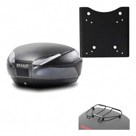 SHAD Baul trasero + herraje montaje parrilla portabultos superior SH48 DARK GREY PREMIUM KIT-190670