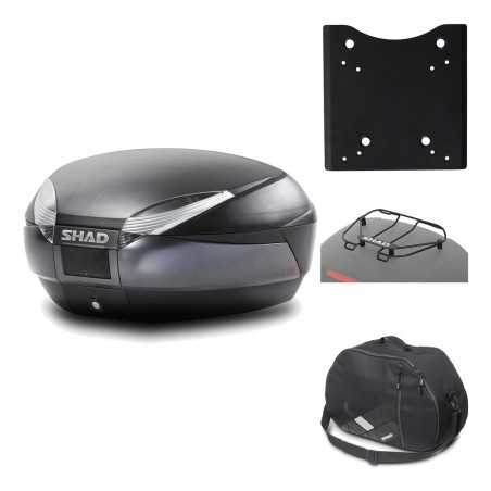 SHAD Baul trasero + herraje montaje accesorios SH48 DARK GREY PREMIUM KIT-190672