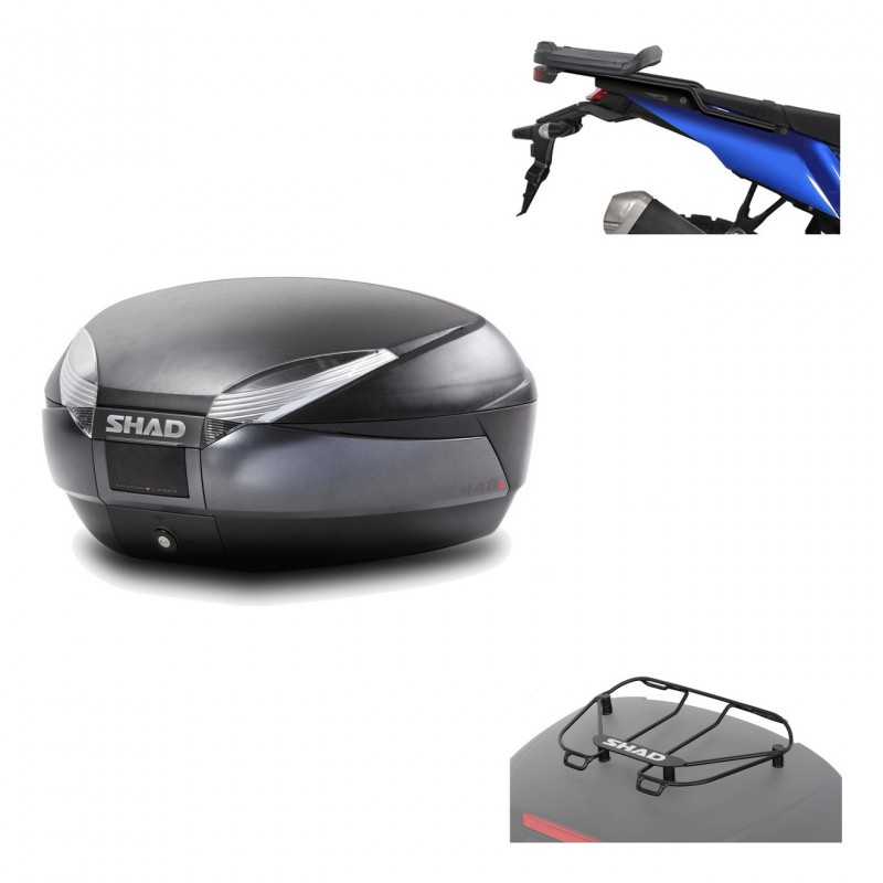 SHAD Baul trasero + herraje montaje parrilla portabultos superior SH48 DARK GREY PREMIUM KIT-190622