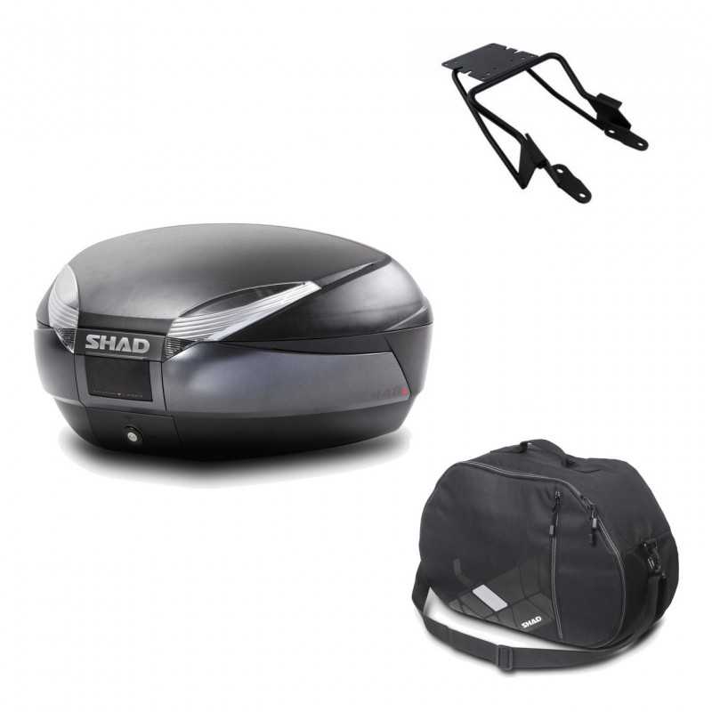 SHAD Baul trasero + herraje montaje bolsa interna SH48 DARK GREY PREMIUM KIT-190628