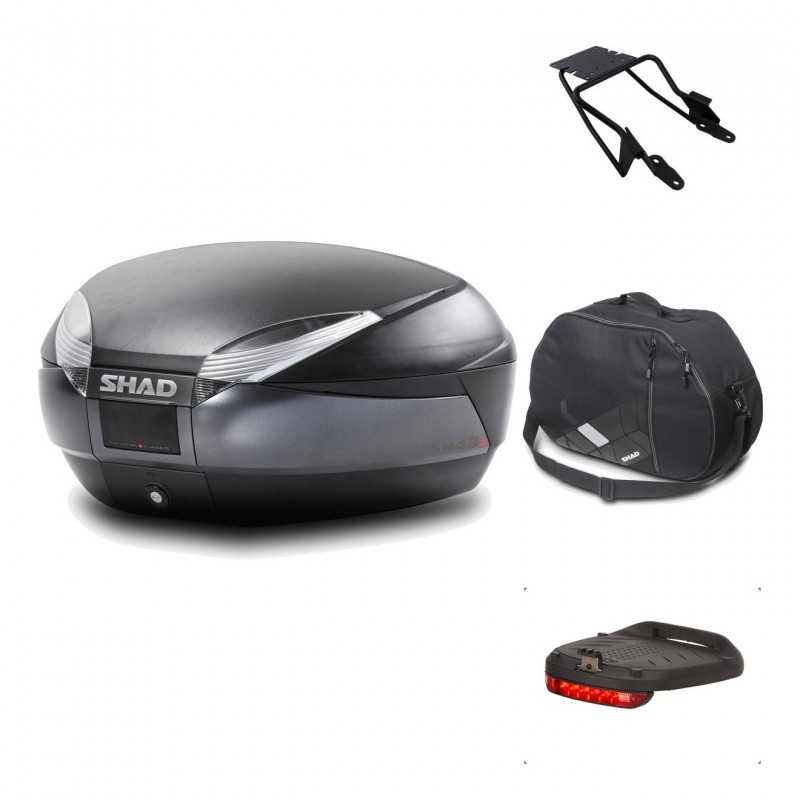 SHAD Baul trasero + herraje montaje accesorios SH48 DARK GREY PREMIUM KIT-190629