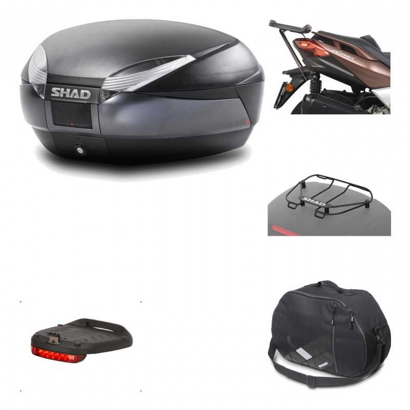 SHAD Baul trasero + herraje montaje accesorios SH48 DARK GREY PREMIUM KIT-190681