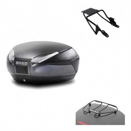 SHAD Baul trasero + herraje montaje parrilla portabultos superior SH48 DARK GREY PREMIUM KIT-190630