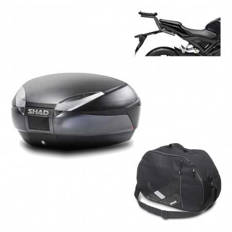 SHAD Baul trasero + herraje montaje bolsa interna SH48 DARK GREY PREMIUM KIT-190684