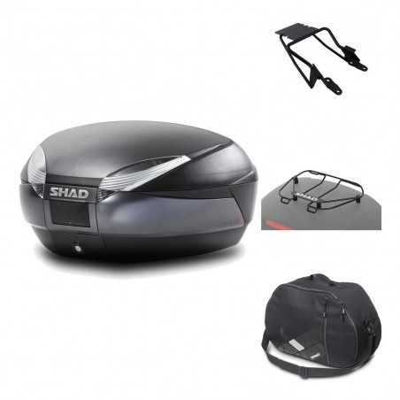 SHAD Baul trasero + herraje montaje accesorios SH48 DARK GREY PREMIUM KIT-190632