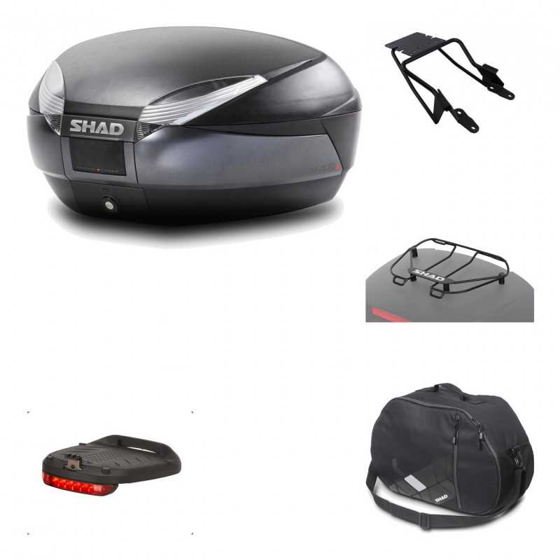 SHAD Baul trasero + herraje montaje accesorios SH48 DARK GREY PREMIUM KIT-190633