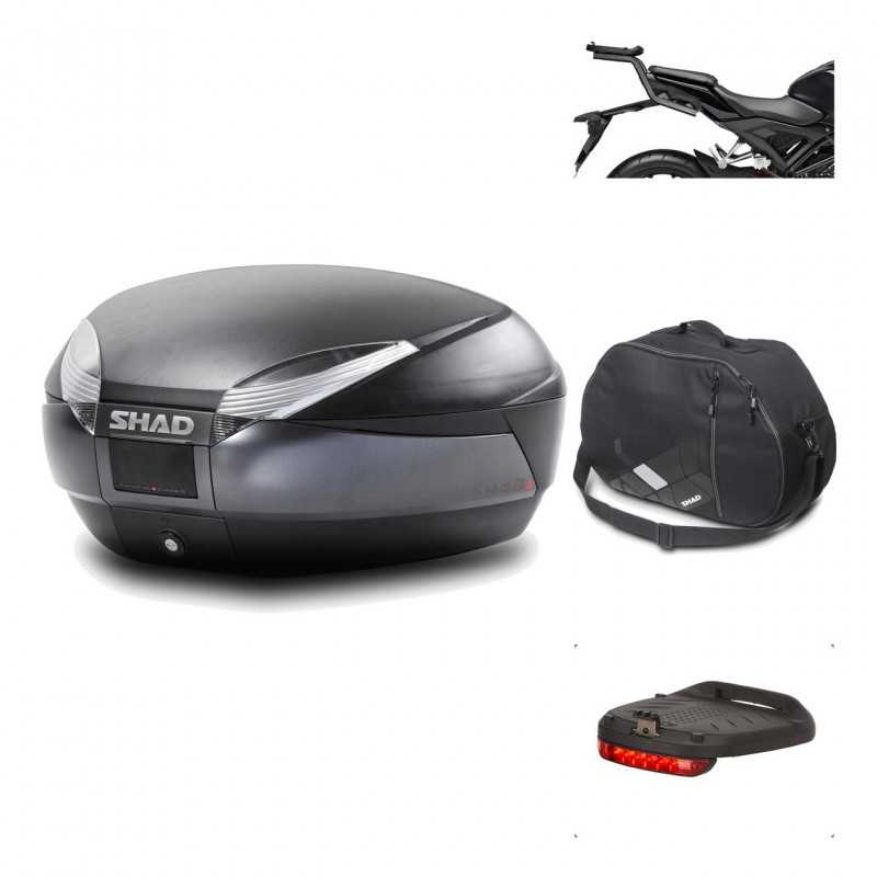 SHAD Baul trasero + herraje montaje accesorios SH48 DARK GREY PREMIUM KIT-190685