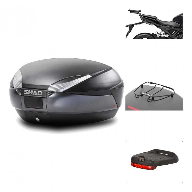 SHAD Baul trasero + herraje montaje accesorios SH48 DARK GREY PREMIUM KIT-190687