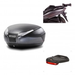 SHAD Baul trasero + herraje montaje luz de freno SH48 DARK GREY PREMIUM KIT-190635
