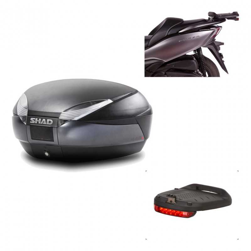 SHAD Baul trasero + herraje montaje luz de freno SH48 DARK GREY PREMIUM KIT-190635