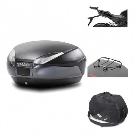 SHAD Baul trasero + herraje montaje accesorios SH48 DARK GREY PREMIUM KIT-190688