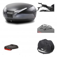 SHAD Baul trasero + herraje montaje accesorios SH48 DARK GREY PREMIUM KIT-190689