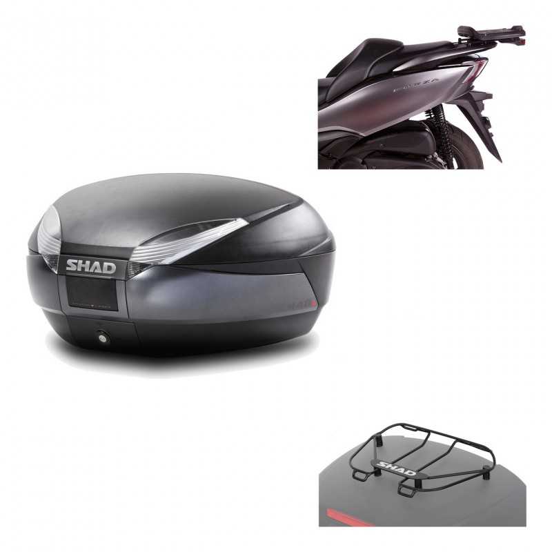 SHAD Baul trasero + herraje montaje parrilla portabultos superior SH48 DARK GREY PREMIUM KIT-190638
