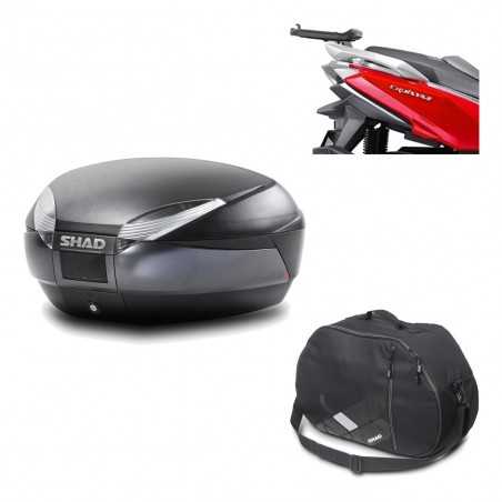 SHAD Baul trasero + herraje montaje bolsa interna SH48 DARK GREY PREMIUM KIT-190692