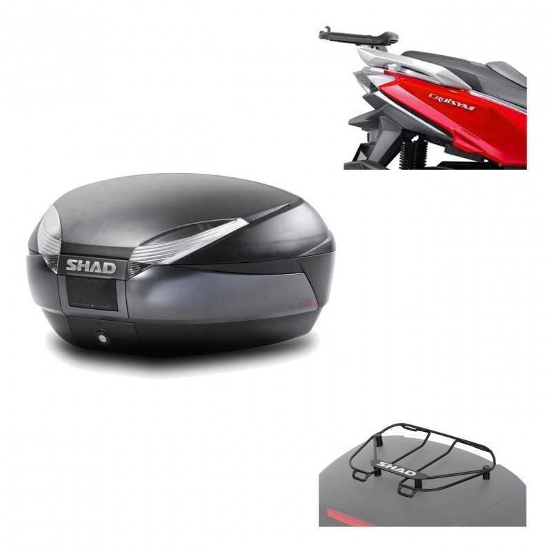 SHAD Baul trasero + herraje montaje parrilla portabultos superior SH48 DARK GREY PREMIUM KIT-190694