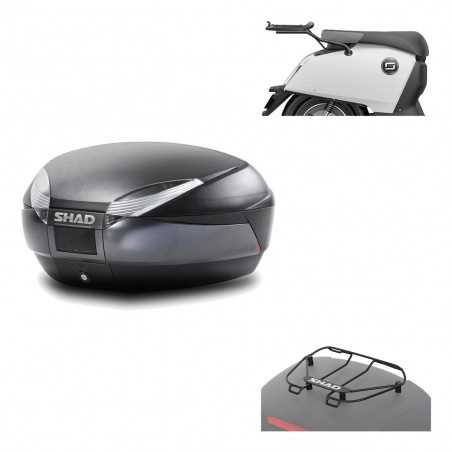 SHAD Baul trasero + herraje montaje parrilla portabultos superior SH48 DARK GREY PREMIUM KIT-190702