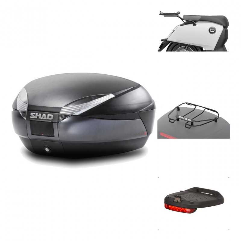 SHAD Baul trasero + herraje montaje accesorios SH48 DARK GREY PREMIUM KIT-190703