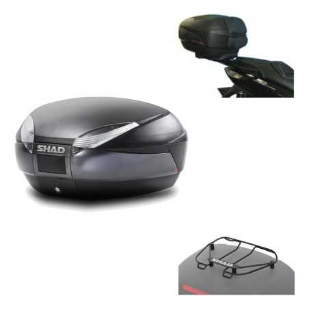 SHAD Baul trasero + herraje montaje parrilla portabultos superior SH48 DARK GREY PREMIUM KIT-190654