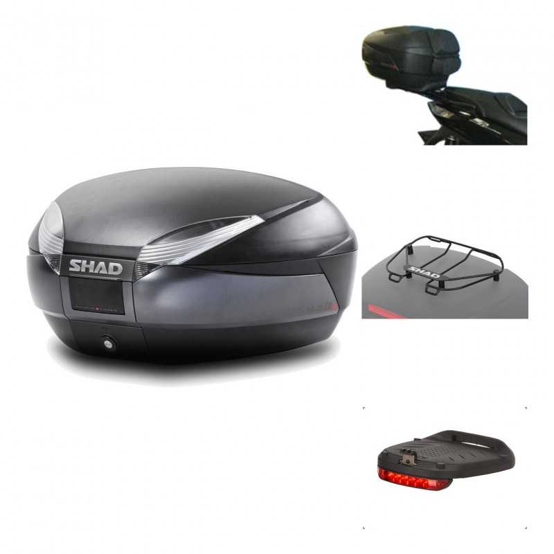 SHAD Baul trasero + herraje montaje accesorios SH48 DARK GREY PREMIUM KIT-190655
