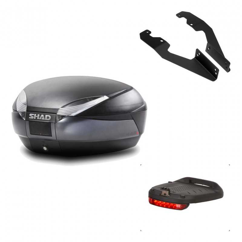 SHAD Baul trasero + herraje montaje luz de freno SH48 DARK GREY PREMIUM KIT-190659